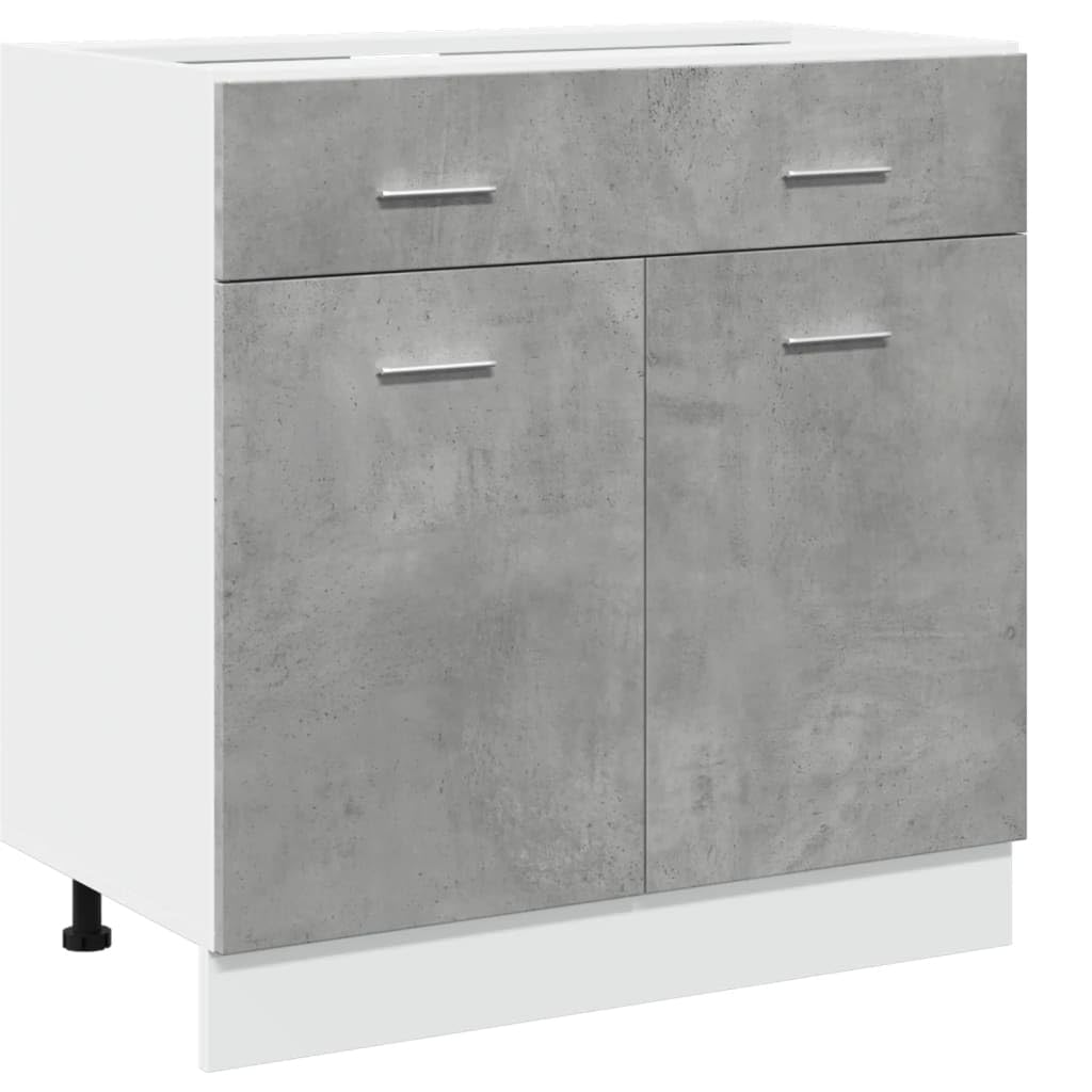 vidaXL Armoire à tiroirs Lyon Gris béton 80 x 46 x 81,5 cm Bois d'ingénierie