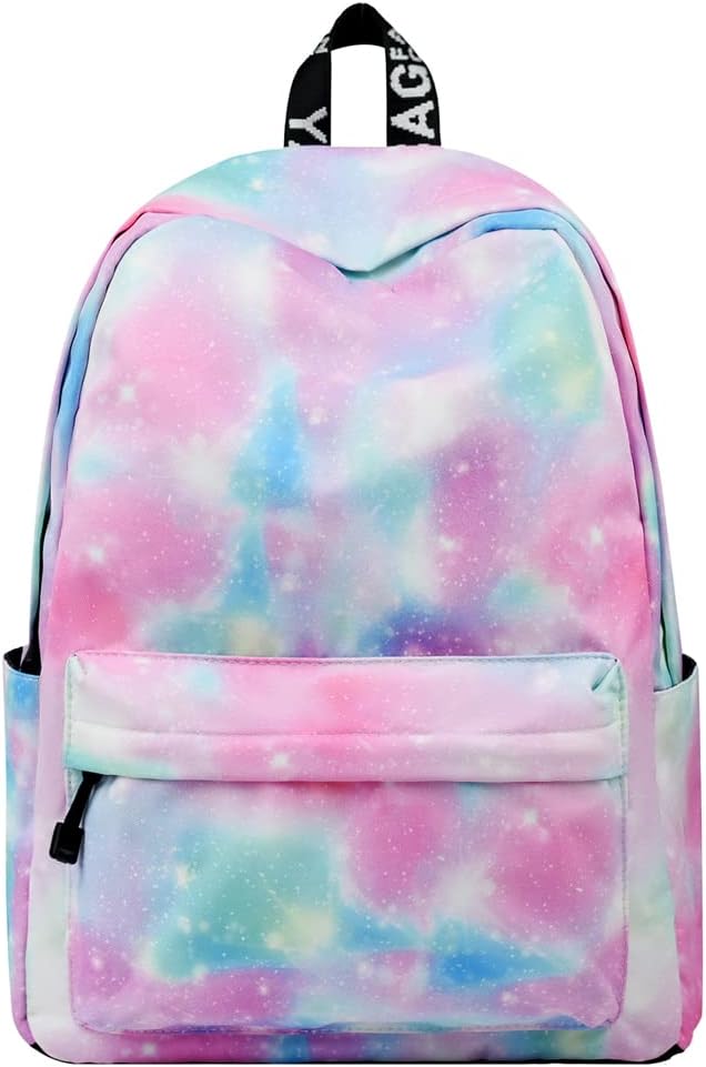 YANAIER Waterproof School Backpack for Girls Teens Cute Print Bookbag Laptop Backpack Women Travel Casual Daypack Pink-green