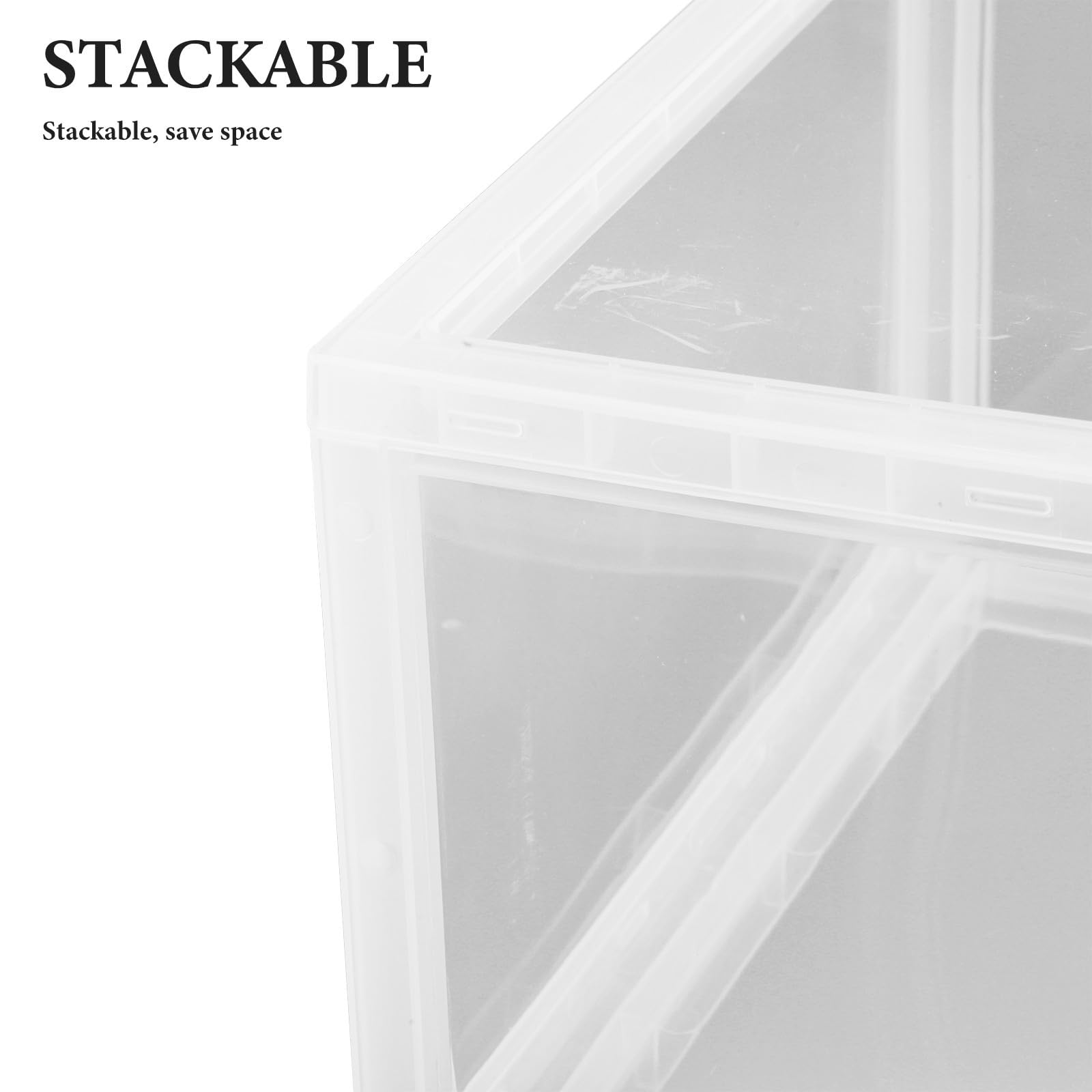 Caja de Zapatos Transparente con Puerta Magnética Lateral Contenedor Apilable de Acrílico para Zapatillas Organizador de Almacenamiento de Zapatos para Hogar y Oficina