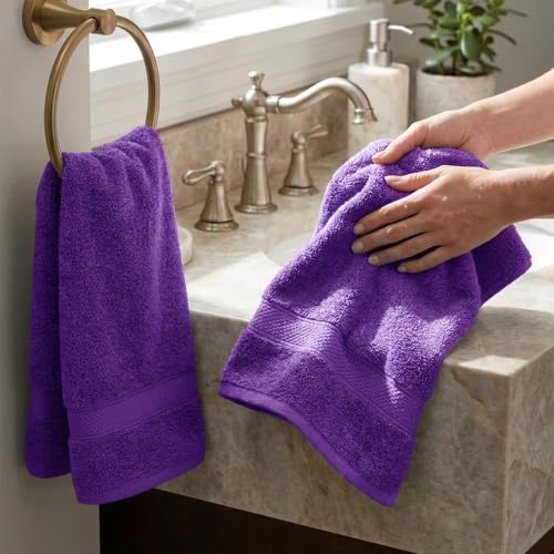 Image of MYTRIDENT Hand Towel | Urban Comfort | Quick Drying | Travel Friendly | for Men /Women | 2 Pc Hand Towel (40 cm x 60 cm) | 100% Cotton 450 GSM - Purple