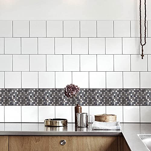 Vinilos Pared Cocina Mosaico Gris Negro Vinilo Adhesivo Cenefas Adhesivas Baño Cocina Azulejos Decorativos Adhesivos Ba… - Imagen 3