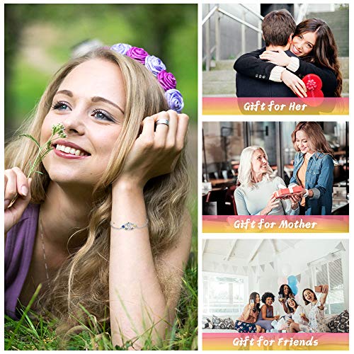Image of Mom Bracelet Mothers Day Gifts Personalized 2 Birthstone Bracelets for Women Custom 2 Names Bracelets for Her Mothers Bracelet Jewelry for Wife