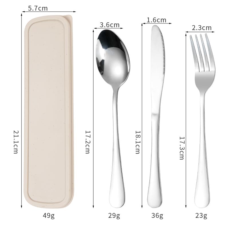 Image of Stainless Steel Cutlery Set with Tray, Spoon Knife Fork Set, 4 Pieces, Rust Resistant Mirror Finish Tableware, Dishwasher Safe, Daily Use Kitchen Dining Set
