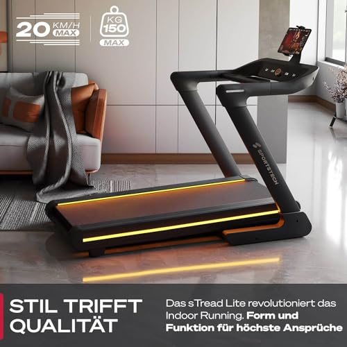 Sportstech Profi Laufband klappbar für Zuhause | Deutsche Qualitätsmarke | sTread Lite bis 20 km/h mit APP | große Lauffläche mit 17% Incline bis 150 kg | LED & Tabletholder | Fitness Treadmill – Bild 3
