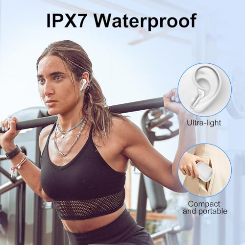 Image of Wireless Earbuds, HiFi Sound Bluetooth 5.3 Headphones with 4 ENC Noise Mic, 56H Playtime Ear Buds with LED Display, USB-C, IPX7 Waterproof Wireless Headphones for Sports Workout