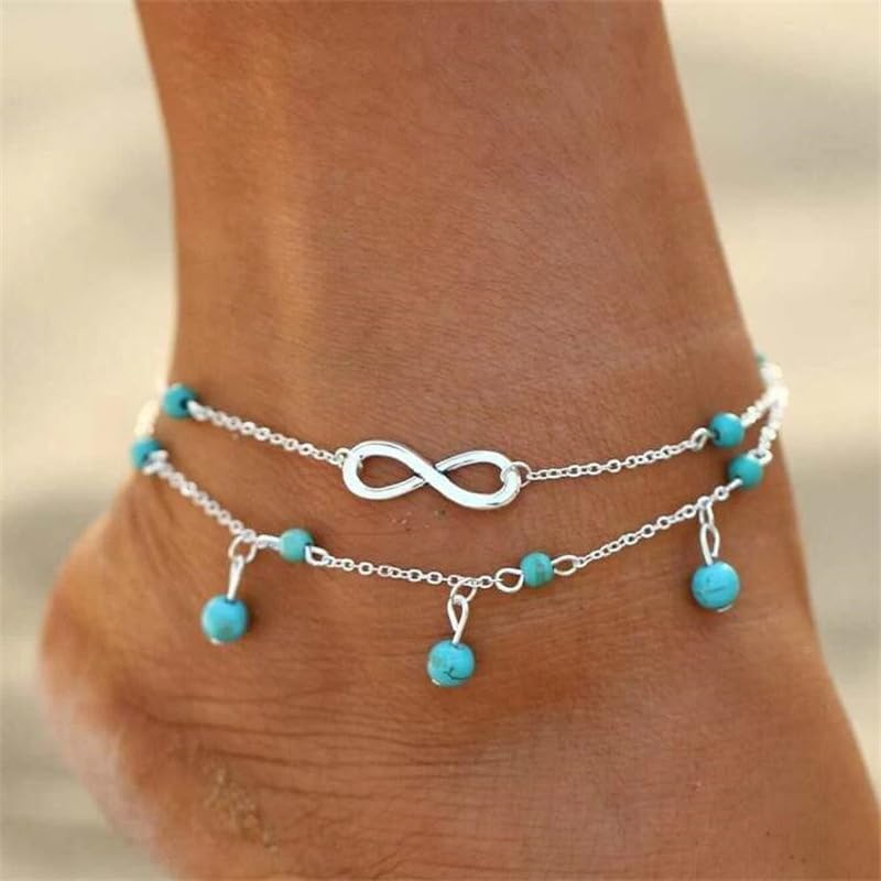 Image of Layered Butterfly Anklet for Women Charms Butterfly Gold Plate Silver Plate Rhinestone Cuban Anklets Adjustable Anklet for Summer Beach