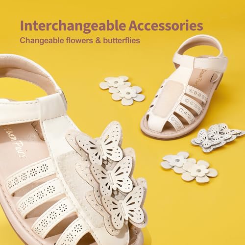 DREAM PAIRS Girls Sandals Closed-Toe Sandals with Interchangeable DIY Flower Dress Summer Shoes Toddler/Little Kid3
