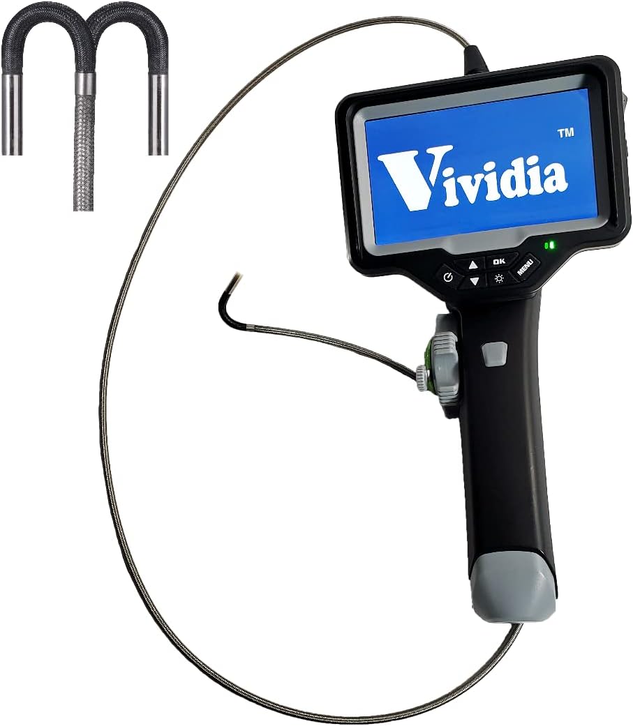 Vividia CT-4010 LCD/WiFi Flexible Two-Way Articulating Inspection Camera Borescope Videoscope with 4mm (0.16") Diameter 1.0m Long Waterproof IP67 Probe
