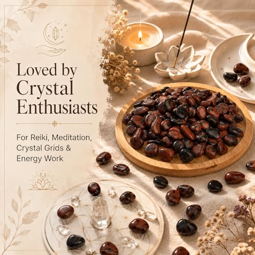 Image of Polished Mahogany Obsidian Crystal Chips Set, 0.4'', 128 Pcs - Handpicked Natural Tumbled Stones and Crystals Bulk for Healing, Reiki, Meditation, Witchcraft and Home Decor