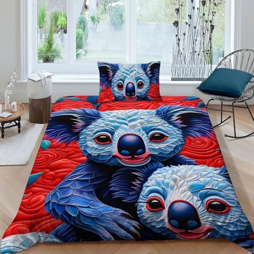 Housse de couette raton laveur zippée pour lit simple microfibre lavable - 3