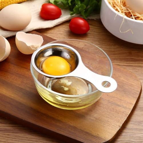 Image of Egg Separator Egg Yolk White Filter Food Grade Egg Divider Stainless Steel Egg Sieve Kitchen Gadget Cooking /Baker Tool Egg Extractor (13 x 7 x 2.8 cm)