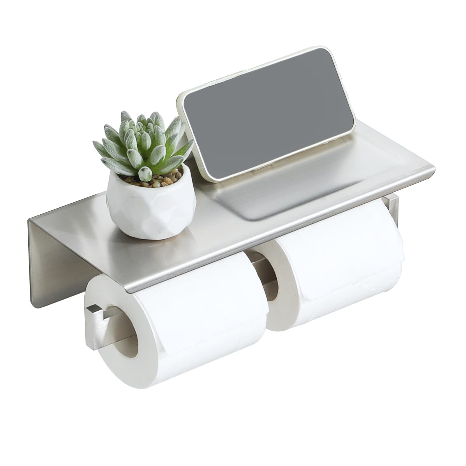 Alise Gold Double Toilet Paper Holder with Shelf,Self Adhesive or Drilling — Amazon image 9