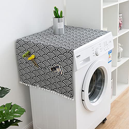 1 Piezas Cubierta de Polvo Superior Del Refrigerador, Cubierta Antipolvo para Lavadora con Bolsillos Laterales, Cubierta Antipolvo para Lavadora...