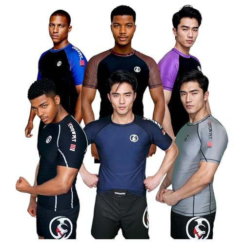 KOMBAT USA Men and Women BJJ Rash Guard Short Sleeve Compression Shirt for Sports Nogi Training, Jiu Jitsu Rash Guard