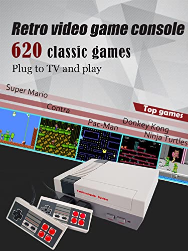Aidjoin Retro Game Console,Built In 620 Classic Nostalgic Games, Plug And Play Video Game Console, Av Output, With Two Wired Controllers, Suitable For Gifts, Home, Party #TOP1