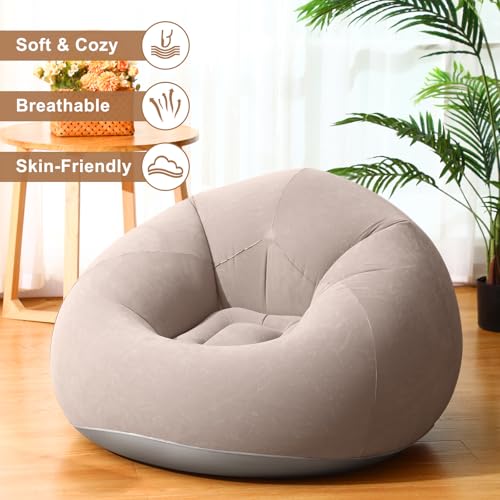 Image of Realspring 9 Pcs Inflatable Bean Bag Chair, Air Pump,Coffee