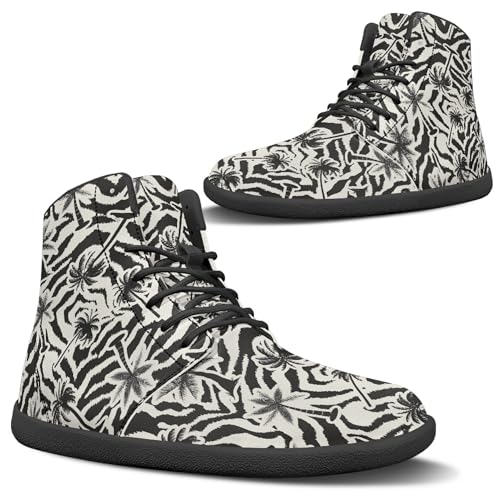 Image of Fashion Print Womens Mens High Top Barefoot Sneakers Flat Shoes