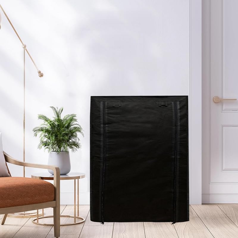 Image of Cover for Shoe Rack Home Only for 5-Layer Portable Foldable Shoe Stand Non Woven Zipper Fabric Cover Black