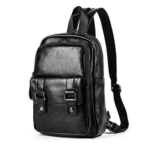 BAGZY Unisexo Mochila de Hombro Bolso Cruzado Hombre Bolsos de Bandolera Piel Cuero CrossBody