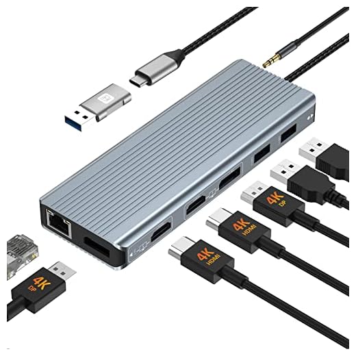 USB C Docking Station Dual Monitor 4K@60Hz, Universal USB 3.0 Docking Station, USB C Hub with Dual 4K HDMI, Dual DP, 10Gbps USB 3.1,Gigabit Ethernet,USB C Dock for M1/M2 MacBook Pro/Air,Dell,Lenovo,HP