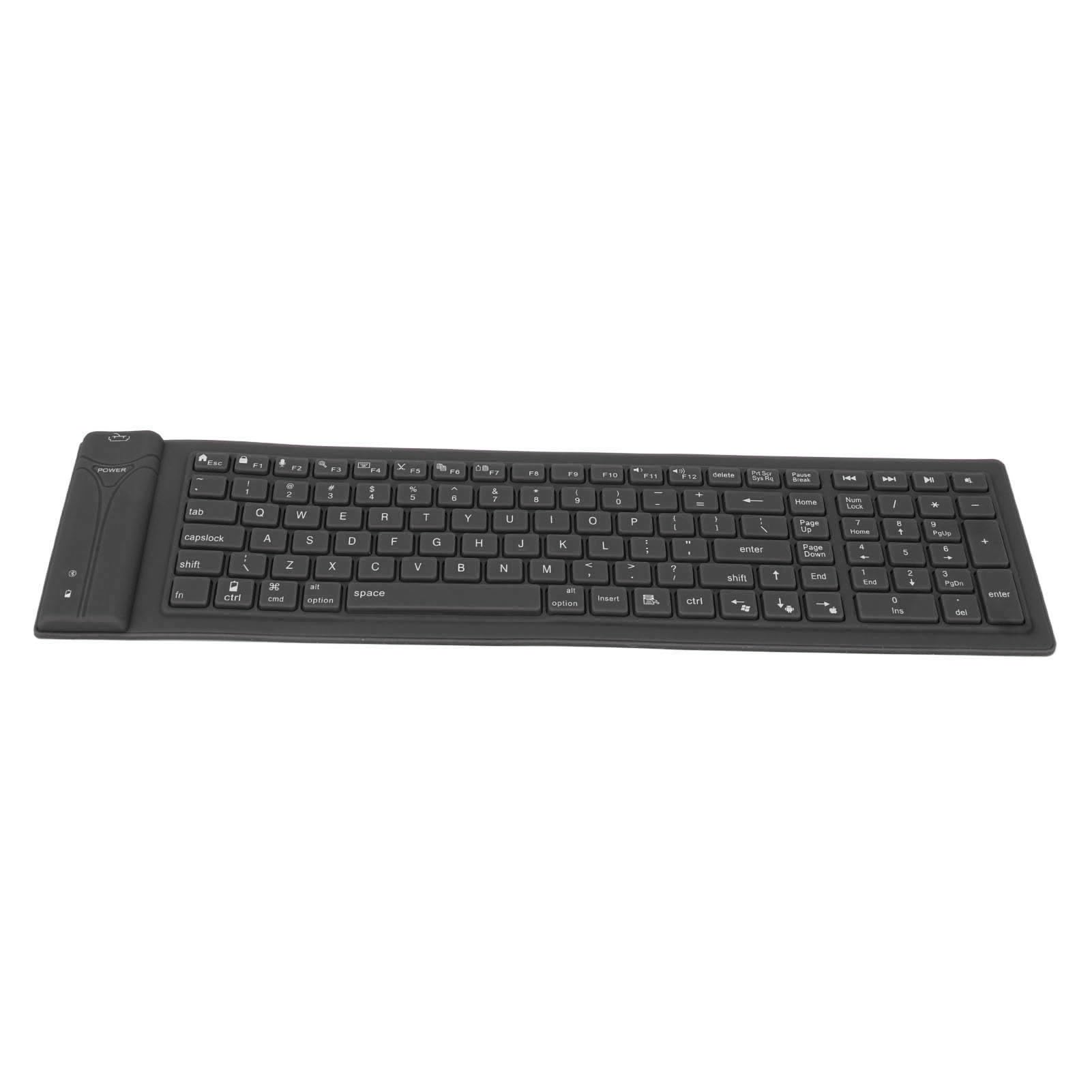 Tastiera silenziosa in silicone pieghevole tastiera in silicone senza fili 108 tasti portatile gomma morbida leggera impermeabile arrotolabile per computer portatile PC