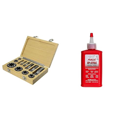 Drill America Juego de 12 piezas de grifos y troqueles de acero al carbono, 18 pulgadas, 14 pulgadas, 38 pulgadas, 12 pulgadas, 34 pulgadas y 1