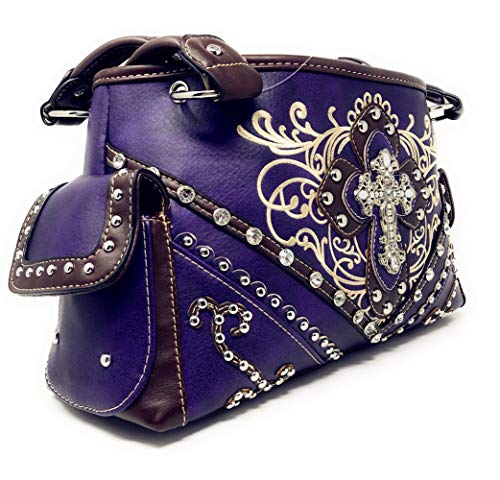 Premium Rhinestone Cross Western Embroidered Concealed Carry Handbag Purse in 6 colors3