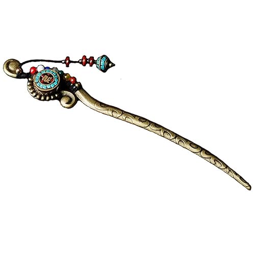 Palo chino para cabello largo, horquillas de metal para moños, palillos vintage para mujeres, fiesta diaria (A)