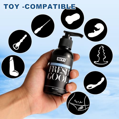 Image of SiYi Cooling Water Based Personal Lubricant, 4 Floz Lightweight Long Lasting Glide, Fresh Cooling Sensation, Non Sticky Easy Clean Formula, Toy Compatible for Couples and Massage
