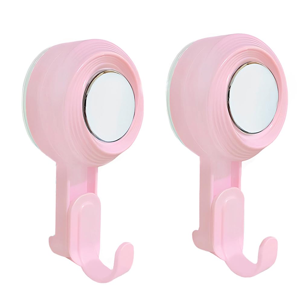 Photo 1 of 2 Pack Heavy Duty Bathroom Wall Vacuum Suction Cup Hooks, Load Capacity of 11 Pound, Removable and Reusable Waterproof Hooks for Shower Room, Outdoor, Key, Door, Marble, Camping Car (2, Pink)
