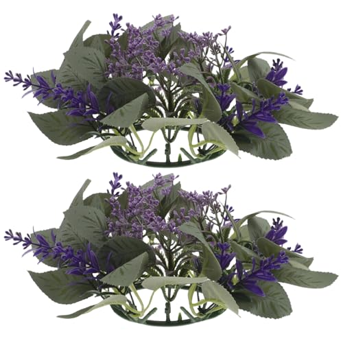 Amosfun 2 Piezas Anillos de Vela de Pilar de Eucalipto Artificial 2 Piezas, Decoración para Centro de Mesa de Boda, Adornos para Mesa de Comedor y Hogar, Hojas Verdes Realistas para