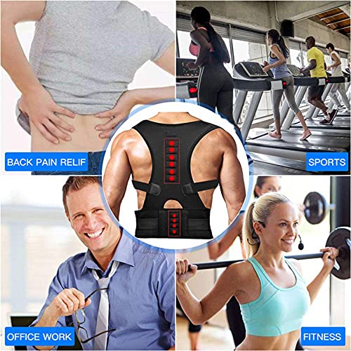 Corrector de Postura con Terapia magnética, cinturón de Soporte para Hombros y Espalda, Tirantes y cinturón de Soporte para Hombres y Mujeres, Corrector de Postura para h