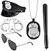 Haichen Police Set di accessori per costumi Police Hat Manette Occhiali da sole Distintivo Manganello Halloween Poliziotto Detective Giochi di ruolo Accessori per Cop Swat Costume FBI Dress up (Nero3)