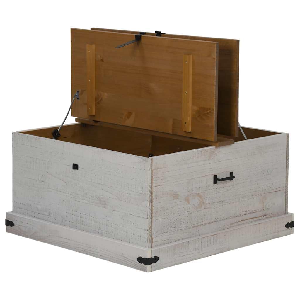 Baúl de almacenamiento Halden blanco 91 x 91 x 47 cm, madera maciza, caja de almacenamiento para entrada, salón, dormitorio, pasillo,