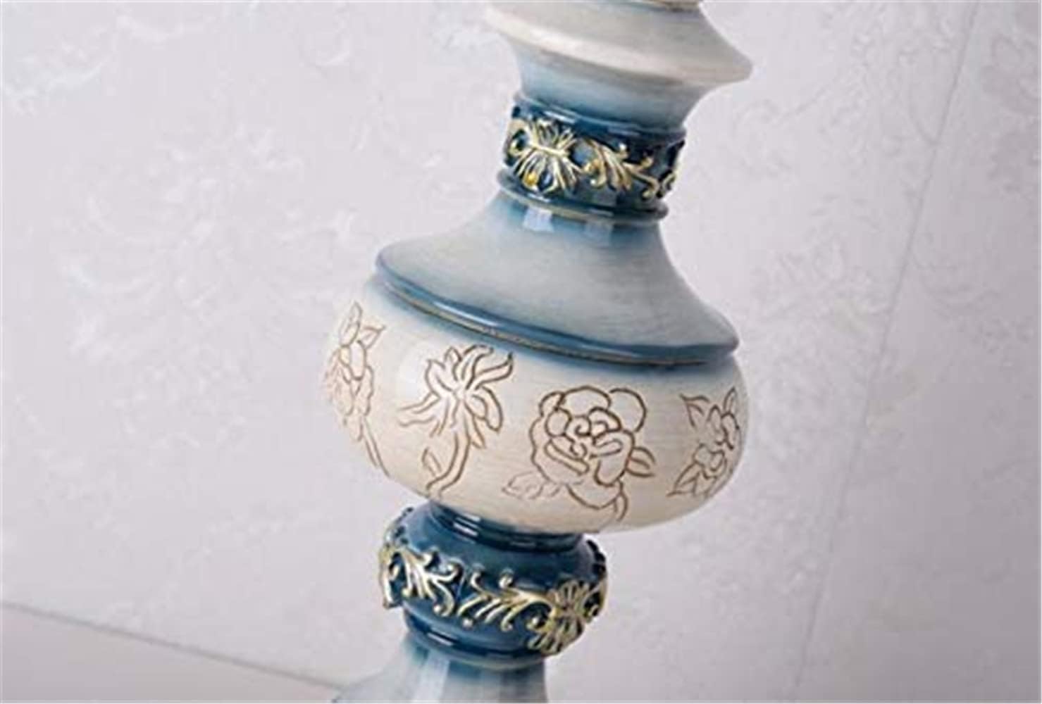 Tiffany European Style Classical Table Lamp,Retro Fabric Bedside Lamp Princess Style Creative Spherical Resin Lamp Body Desk Lamp