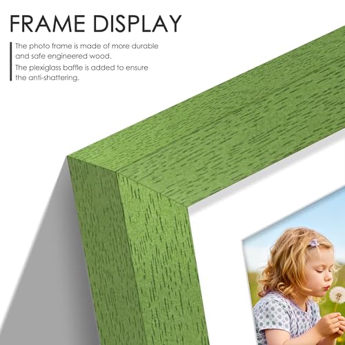Image of DUENPY 8x14 Collage Picture Frame 4x6 Collage Picture Frame Displays Three 4x6 inch Photos or 8x14 (Without Mat) for Available Horizontal Wall Mounting Display and Vertical Green