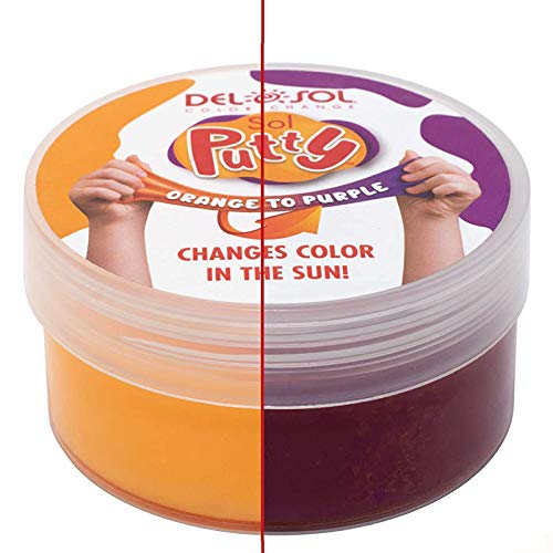 Del Sol Color-Changing Putty - Sol Putty - Changes Color from Orange to Purple in The Sun - Nontoxic, All-Organic Formula, Stain-Free, Water Soluble - 58 Grams/2.05oz