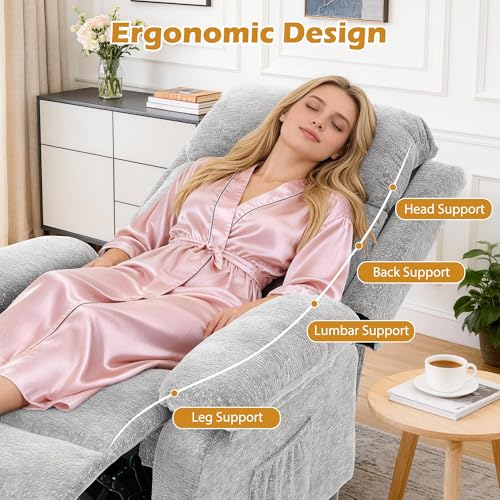 Image of Korser Recliner Chair, Living Room Chairs for Adults, Padded Deep Seat Reading Chair with Side Pockets, Small Recliners for Small Spaces, Lounge Chair for Living Room, Bedroom, and RV (Chenille)
