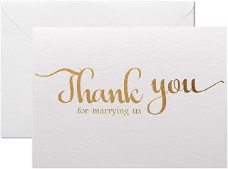 MAGJUCHE Thank You for Marring Us, Gold Foil Wedding Day Card to Your Officiant, Priest, Rabbi, Deacon Note Card to Go W/Gift