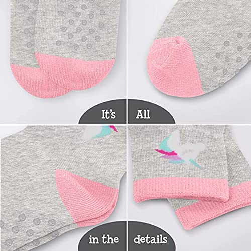 Rising Star Kids Socks for Girls Boys Toddler Cotton Crew Socks for 2T-5T with Grippers or for Children 6T-10T without Grips4