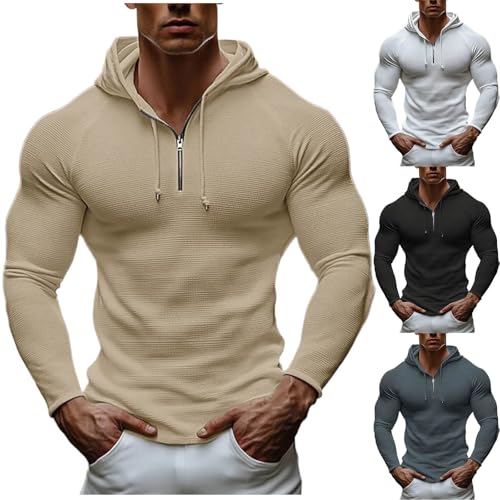 Cambkatl Men's Quarter Zip Knitted Hoodies Long Sleeve Slim Fitted Pullover Fall 2025 Sweatshirt Workout Casual Tshirts2
