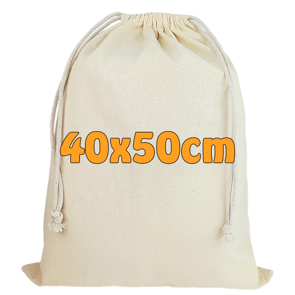 Cottonbagjoe Lot de 250 sacs en coton | Grand sac en tissu | Zero Waste | Avec cordon de serrage | pour le rangement | à peindre | Sac de gym | 40 x 50 cm | Naturel