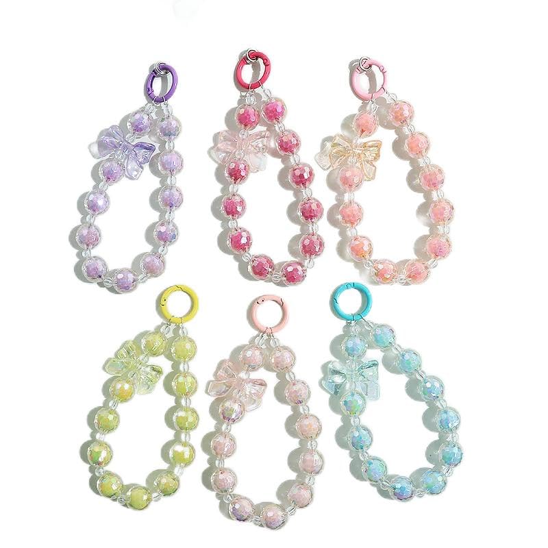 Image of Keychain Mobile Chain Beads Charm Hanging, Phone Pendant Wrist Bracelet Holder | Purse, Camera, Mobile Cover Charm Strap Smartphone Case For Girls Women