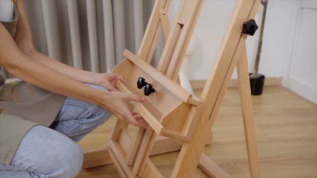 VISWIN Cavalletto Da Pittura Legno Di Faggio - Regolabile 134-231 Cm, Porta Tele Fino 198 Cm, Con Vassoio Portaoggetti - Foto 9