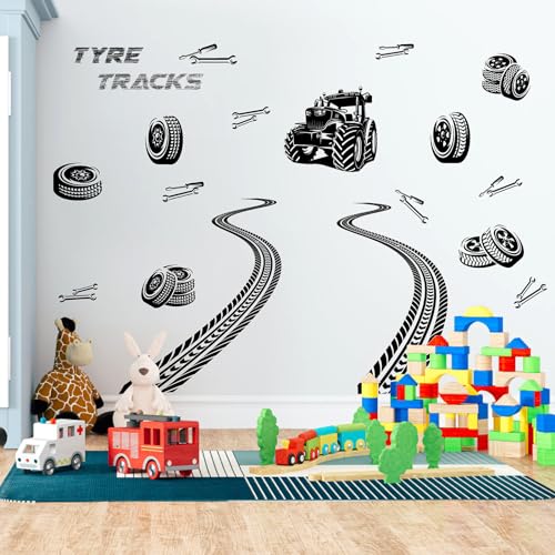 Vinilo decorativo de huella de neumático para pared miniatura 7