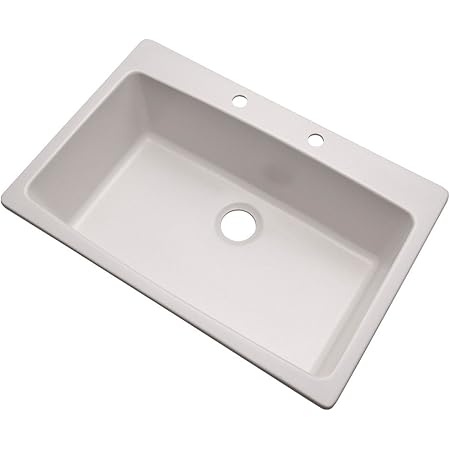 Dekor Sinks 70200Q Northampton Composite Granite Single Bowl Kitchen Sink with Two Holes, 33