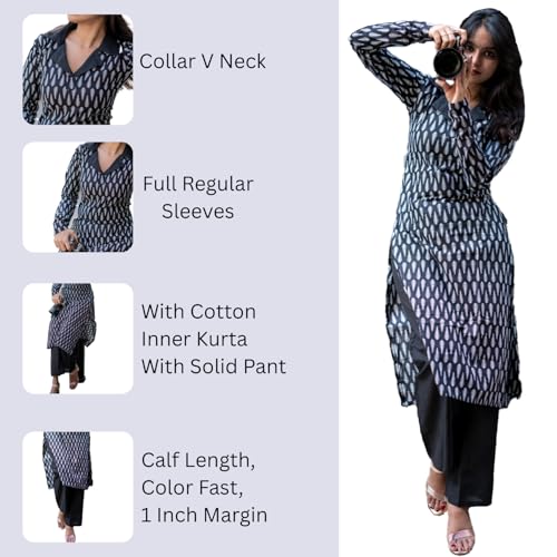 Image of Sun Fashion And Lifestyle Women's Reyon Stitched Print Long Kurti Pant