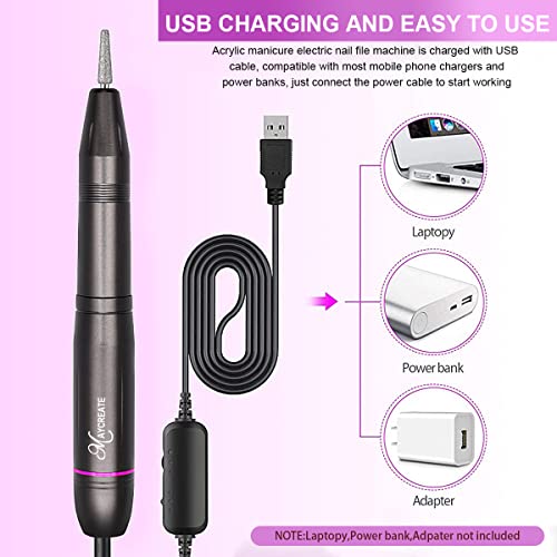 MAYCREATE® Nail Drill Machine Professional, 20000rpm Adjustable Electric Nail Filer Machine with 25pcs Accessories, Portable Manicure Pedicure Kit for Women, Nail Salon, Acrylic... - Image 2