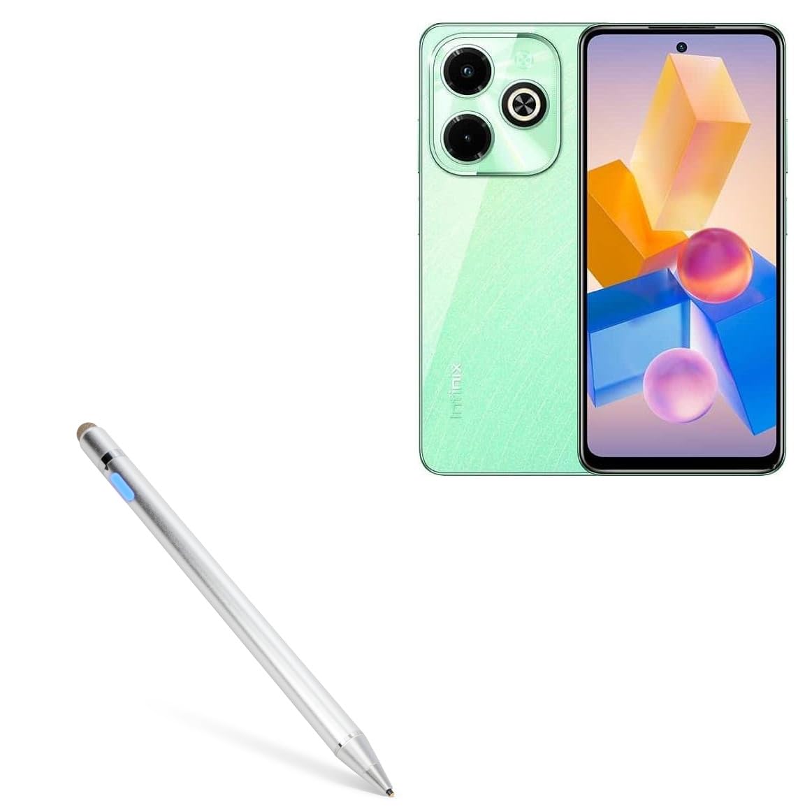 BoxWave Stylus Pen Compatible with Infinix Hot 40i - AccuPoint Active Stylus, Electronic Stylus with Ultra Fine Tip - Metallic Silver