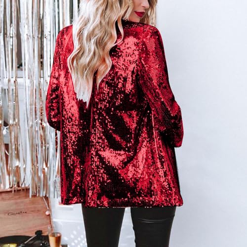 Sequin Blazer for Women Shimmer Jacket Casual Long Sleeve Glitter Party Shiny Lapel Coat Rave Lightweight Blazer Coat3